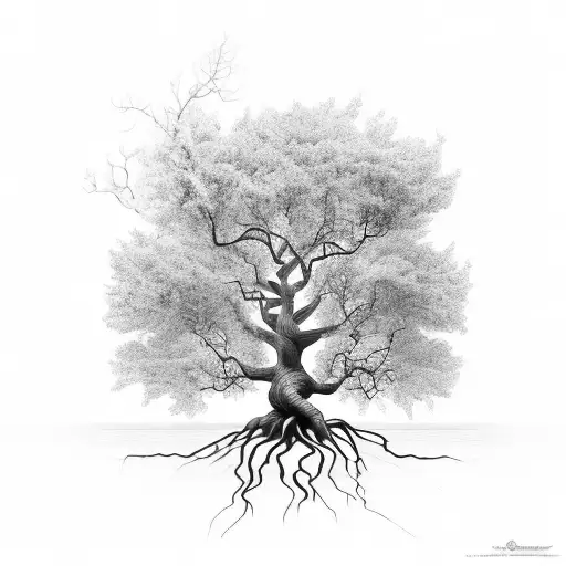 Brazilian Tree With Large Exposed Roots And Long Branches