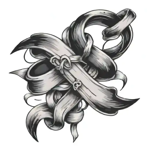 Anker And Cancer Ribbon Intertwined Representing Hope And Love