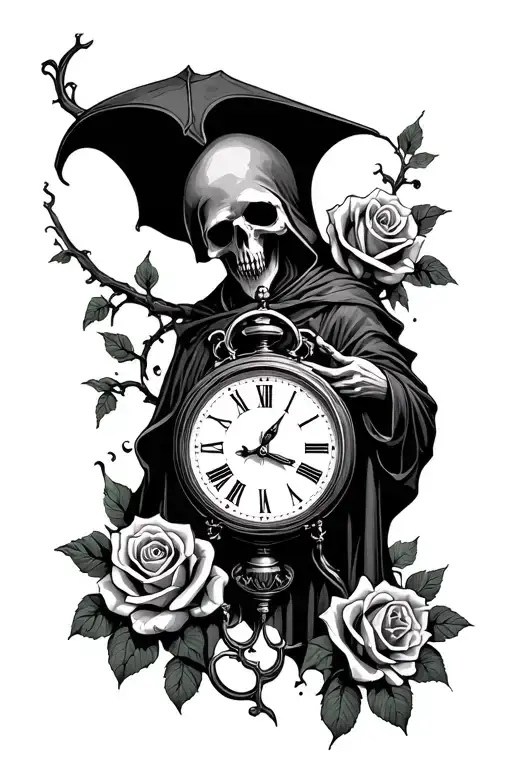 Roses Reaper Holding A Clock
