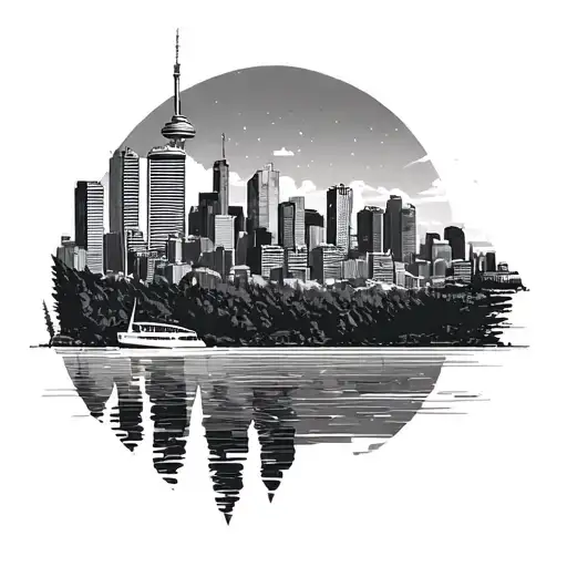 Vancouver Skyline In A Geometric Style Line