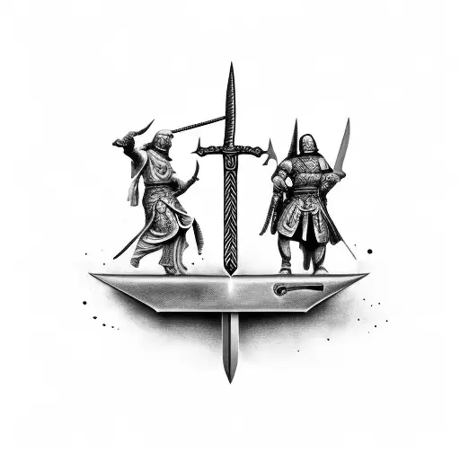 Sword With Balanced Scale Of Justice