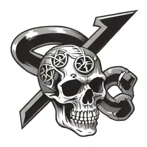 Grateful Dead Inspired Skull And Bolt With The Number 5 Hidden In It