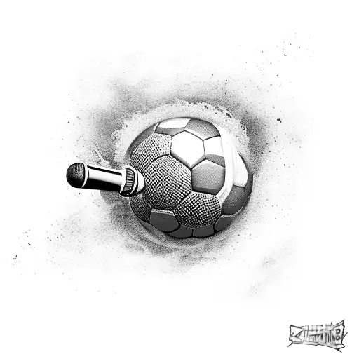 Microphone And Soccer Ball Merging Into A Wave