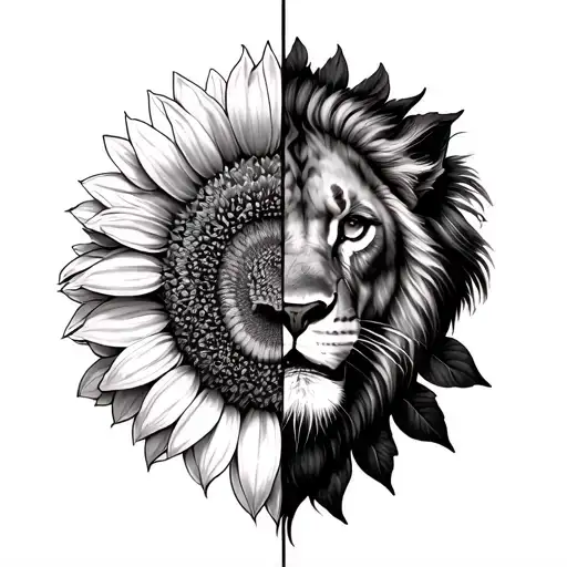 Half Sunflower Half Lioness Hidden Semi Colon