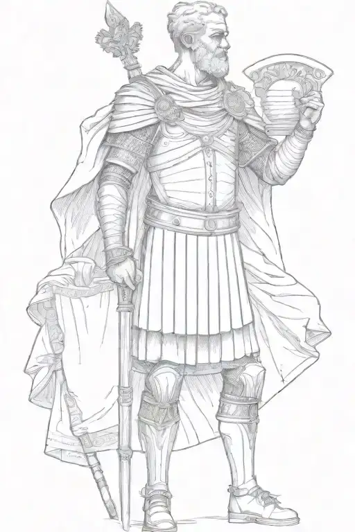 Publius Cornelius Scipio Africanus In A Full Body Statuesque Style In Roman Military Uniforms