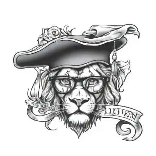 A Lion Of Leuven Wearing Glasses And A Graduation Cap With The Word 'Leuven' On A Scroll