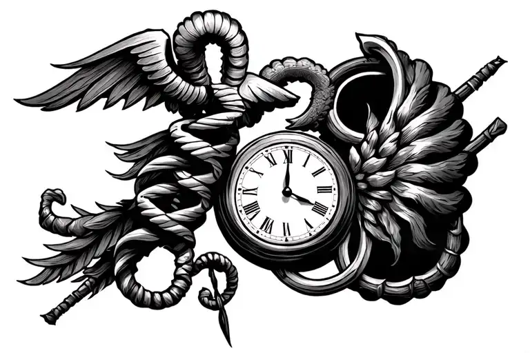Rod Of Asclepius With Clock Face