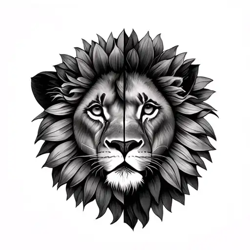 Half Sunflower Half Lioness Hidden Semi Colon