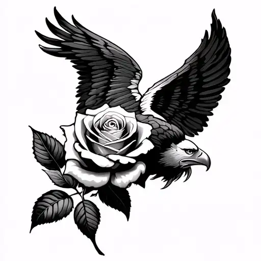 Rose With Eagle Wing Coming Out Of It