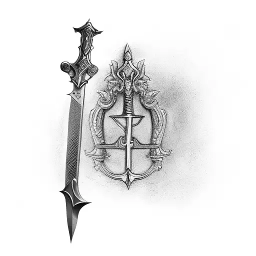 Sword With Balanced Scale Of Justice