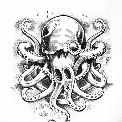 Underwater Skull With Octopus