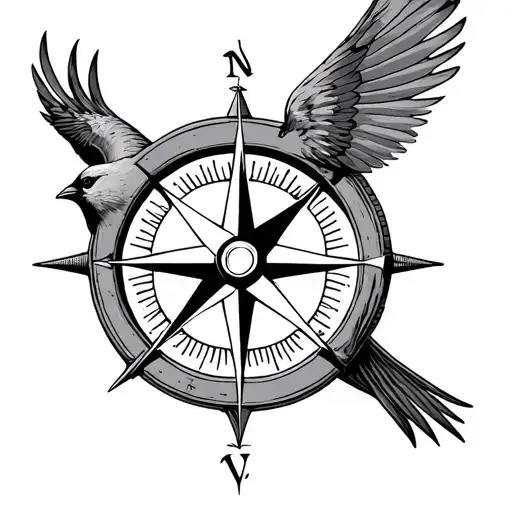 Compass Rose Cardinal Flying