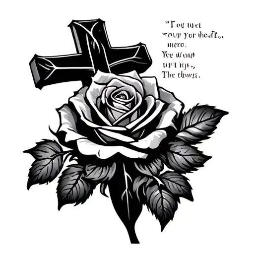 Bible Verse With Cross And Rose Intertwined