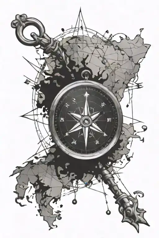 Compass With Map Background
