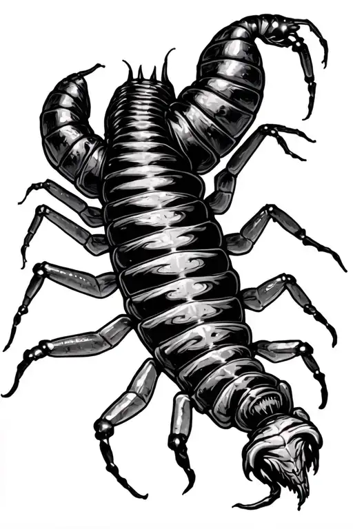 Centipede Creepy With 7 Deadly Sins Scratched On Each Segment