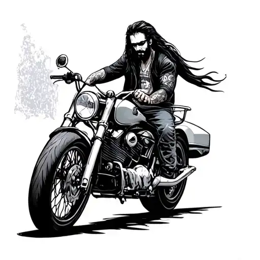 Guy With Long Hair On Motorcycle