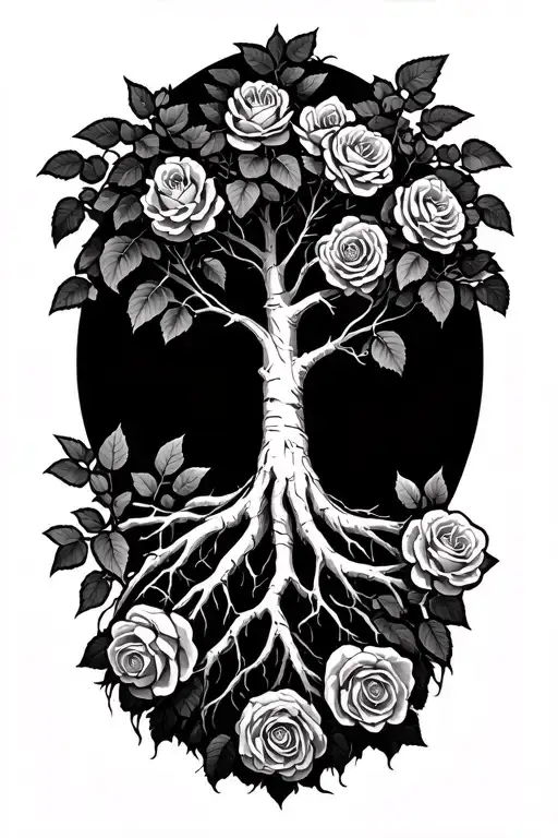 Rowan Tree And Roses Growing Roots