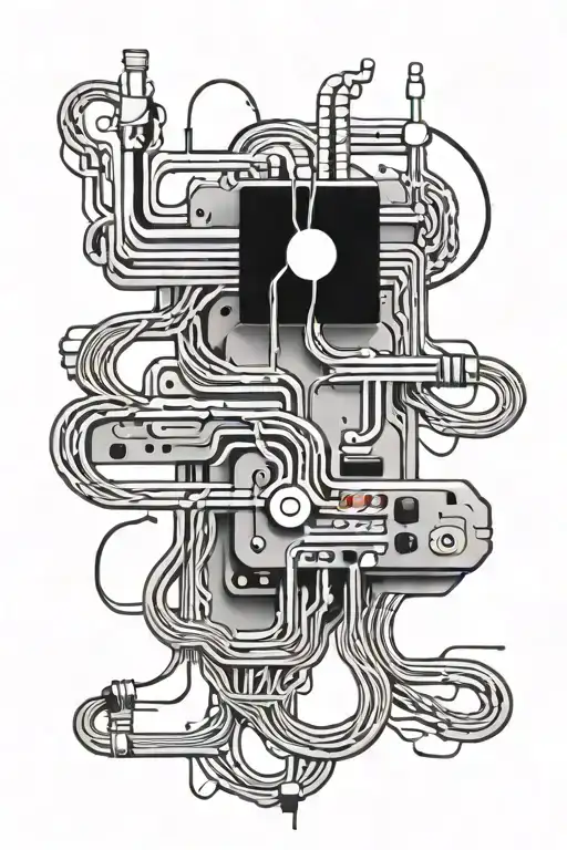 An Abstract Representation Of Electrical Currents Flowing Through Wires And Circuits