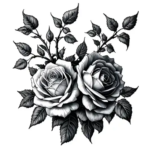 Rowan Tree And Roses Growing