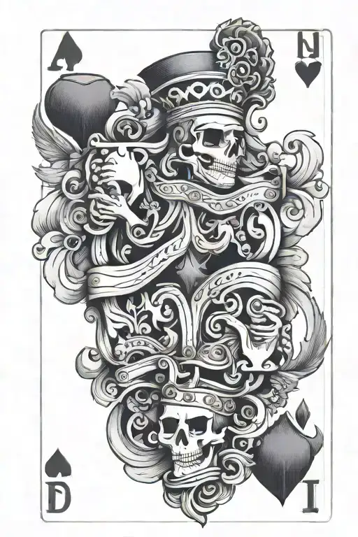 Skelton Queen Of Hearts Playing Card