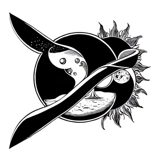 Hour Glass With Sand And Moon And Sun And Infinity Symbol