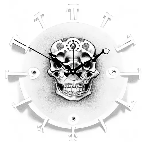 Clock With Skulls And Number 99 And 97