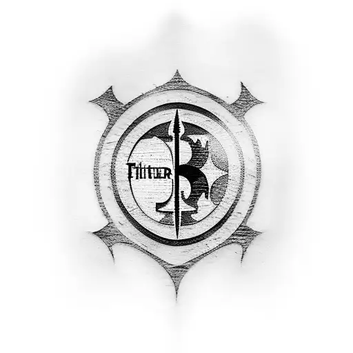 A Powerful Tattoo Of The Pittsburgh Steelers Logo With A Black-grey Background