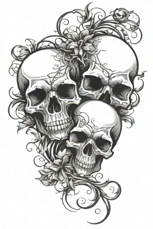 Abstract Design Combining Skulls And Vines Wrapped