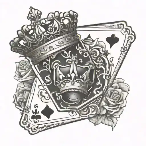 A Royal Flush Hand Of Cards With A Crown On Top