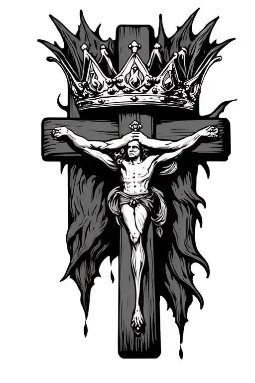 Cross With A Crown Hanging On The Cross