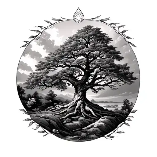 Black And White Gaelic Rowan Tree