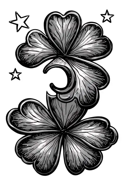 4 Leaf Clover Clover With Number 3 Stars