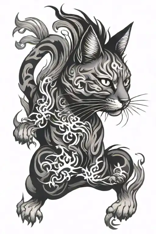 Japanese Cat With Fire