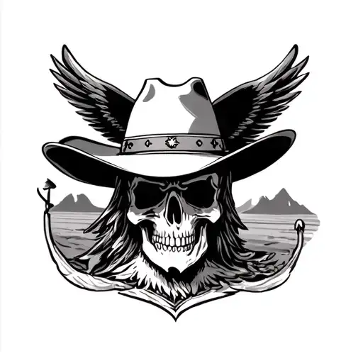 Route 66 And Cowboy And Eagle Hat