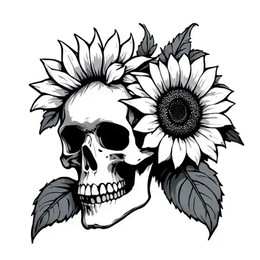 Skull An Sunflower Surrounded