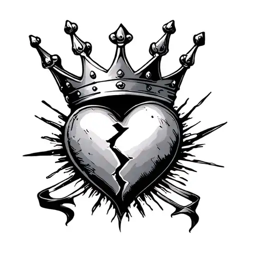 Five Point Crown With Broken Heart