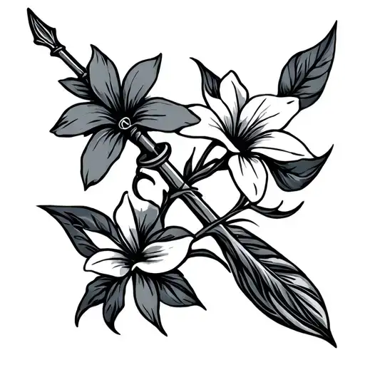 Spear Fishing Spear With 2 Flowers