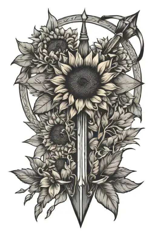 Arrow With Sunflowers In A Western Theme