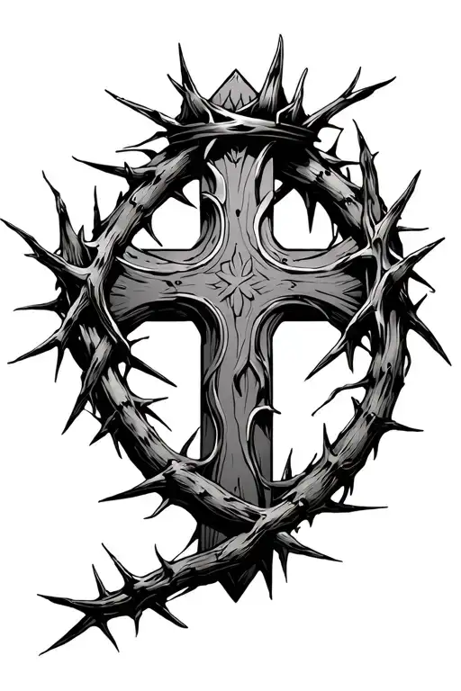 Thorn Cross With Crown Of Thorns