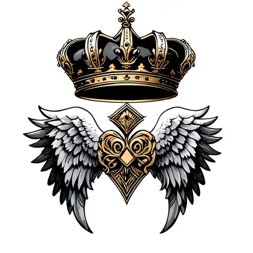 Wings And Crown Black Gold