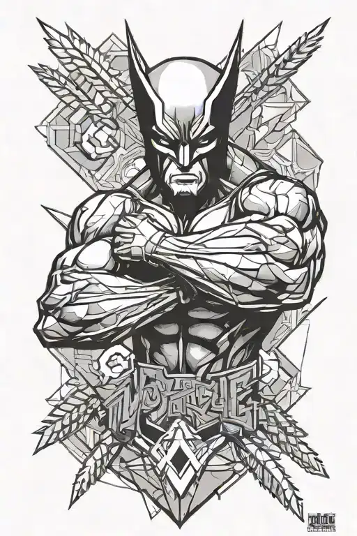 A Geometric Design Incorporating Wolverine's Claws And The Marvel Logo