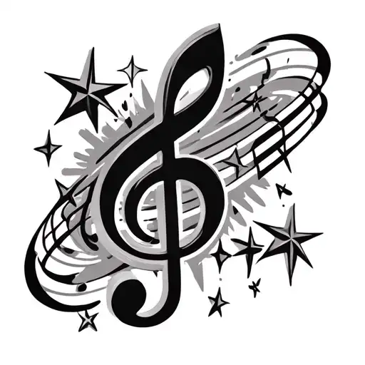 Music Note And Stars