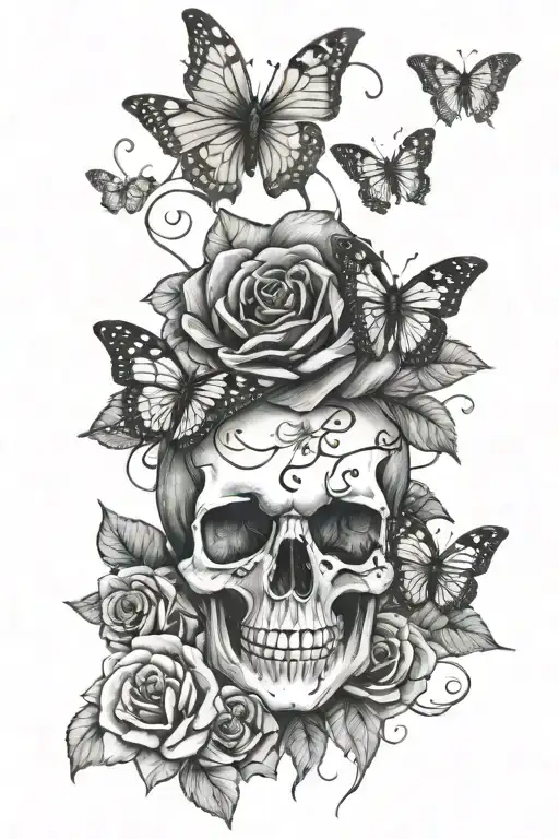 Skull Rose Butterflies
