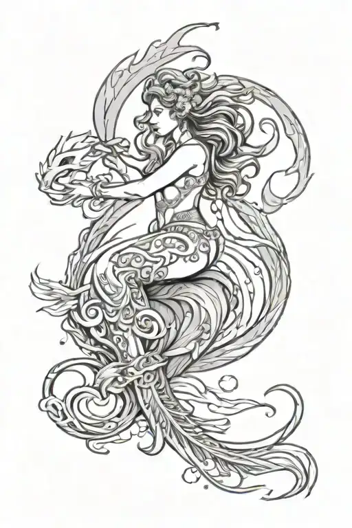 Aquarius Zodiac Sign Tattoo Design Incorporating Elements