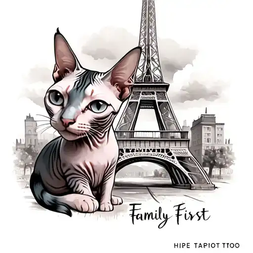 Hairless Cat Eiffel Tower Family First