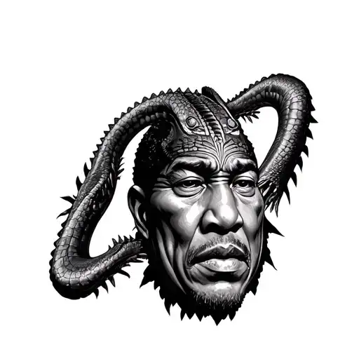 Papua New Guinea Mans Face With 2 Crocodiles Circling His Head