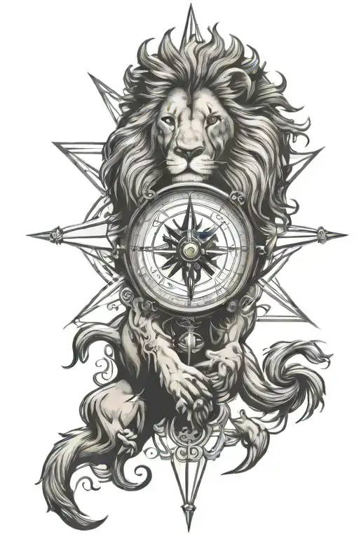 Compass And Lion Head