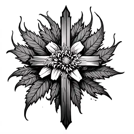 Cross With Alaskan Fire Weed Around It