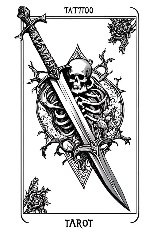Scelleton Sword Tarot Card