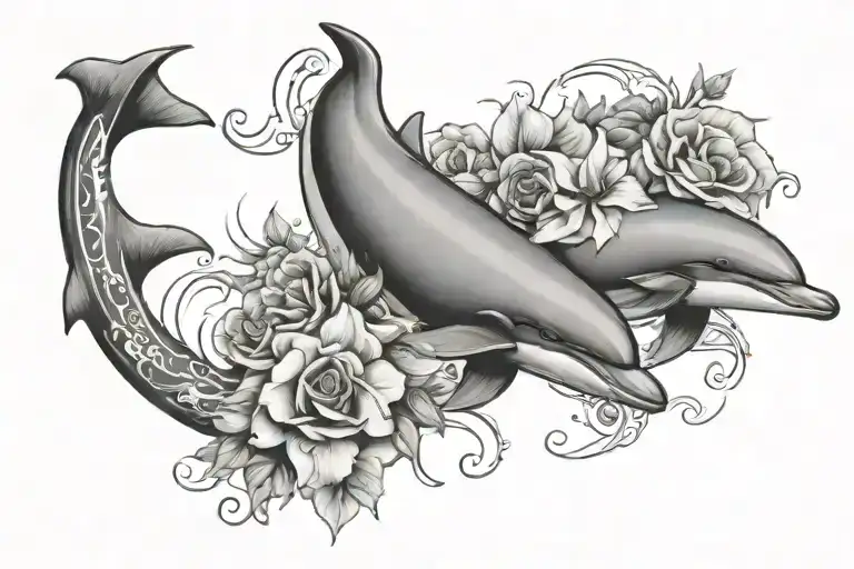 Dolphins And Floral